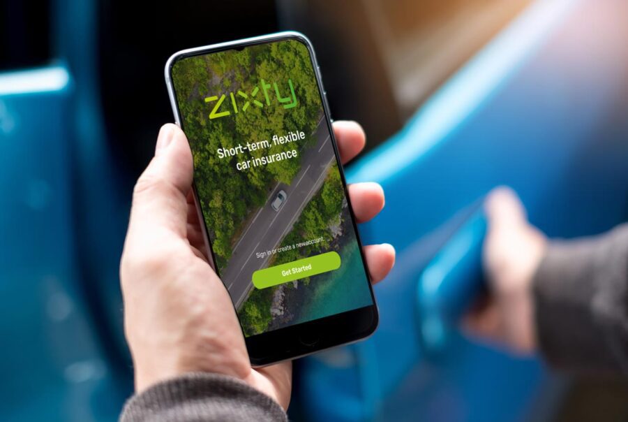 Zixty temporary car insurance app on a mobile