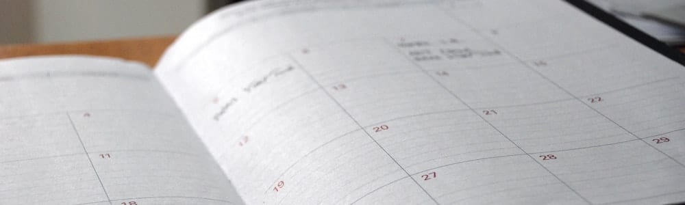 Calendar open at a page