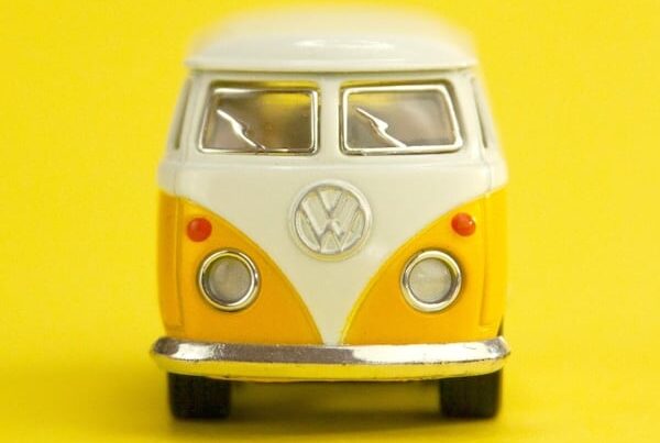 Small VW on yellow