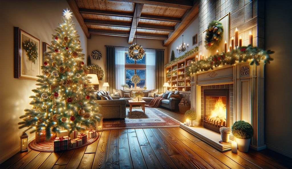 Christmas tree in a decorated house